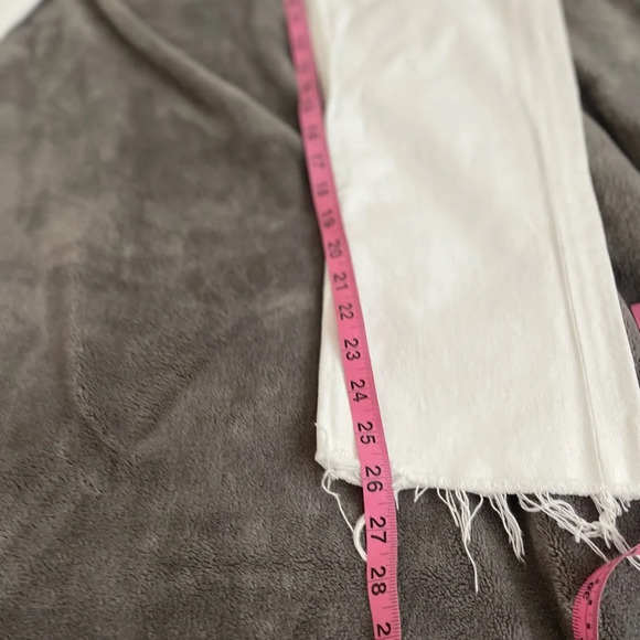 Agolde Riley High Rise Button Fly Raw Hem White Jeans - Picture 11 of 11